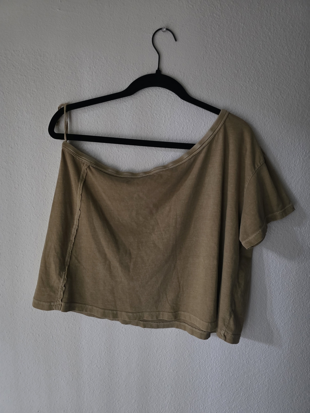 We The Free One-Shoulder Crop Top in Olive/Khaki - Picture 2 of 3
